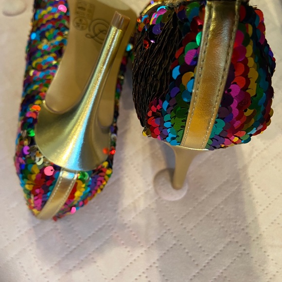 Chinese Laundry leather heels with sparkly flippable sequins - size 6 - … - Picture 6 of 16